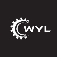 WYL letter technology logo design on black background. WYL creative initials letter IT logo concept. WYL setting shape design.
