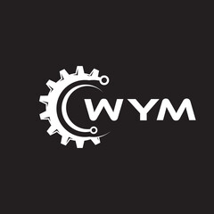 WYM letter technology logo design on black background. WYM creative initials letter IT logo concept. WYM setting shape design.
