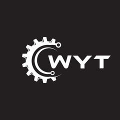 WYT letter technology logo design on black background. WYT creative initials letter IT logo concept. WYT setting shape design.
