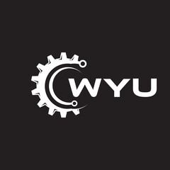 WYU letter technology logo design on black background. WYU creative initials letter IT logo concept. WYU setting shape design.
