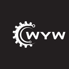 WYW letter technology logo design on black background. WYW creative initials letter IT logo concept. WYW setting shape design.
