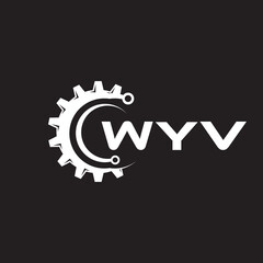 WYV letter technology logo design on black background. WYV creative initials letter IT logo concept. WYV setting shape design.
