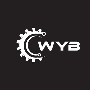 WYB letter technology logo design on black background. WYB creative initials letter IT logo concept. WYB setting shape design.
