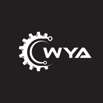 WYA letter technology logo design on black background. WYA creative initials letter IT logo concept. WYA setting shape design.
