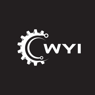 WYI letter technology logo design on black background. WYI creative initials letter IT logo concept. WYI setting shape design.
