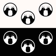 Two dog circle animal logo design 