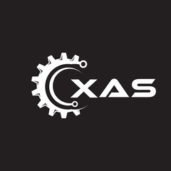 XAS letter technology logo design on black background. XAS creative initials letter IT logo concept. XAS setting shape design.
