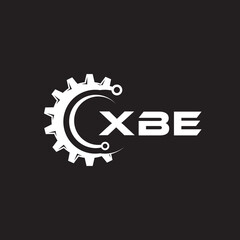 XBE letter technology logo design on black background. XBE creative initials letter IT logo concept. XBE setting shape design.
