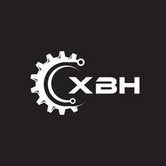 XBH letter technology logo design on black background. XBH creative initials letter IT logo concept. XBH setting shape design.

