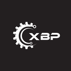 Obraz premium XBP letter technology logo design on black background. XBP creative initials letter IT logo concept. XBP setting shape design. 