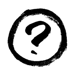 Hand drawn ink question mark illustration in sketch style. Single element for design