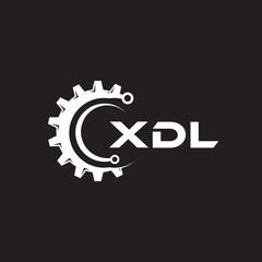 Obraz premium XDL letter technology logo design on black background. XDL creative initials letter IT logo concept. XDL setting shape design. 