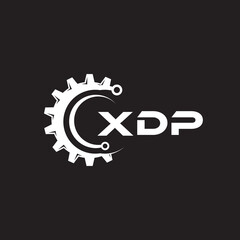 XDP letter technology logo design on black background. XDP creative initials letter IT logo concept. XDP setting shape design.
