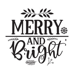 Merry and bright Round Signs SVG