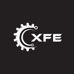 XFE letter technology logo design on black background. XFE creative initials letter IT logo concept. XFE setting shape design.
