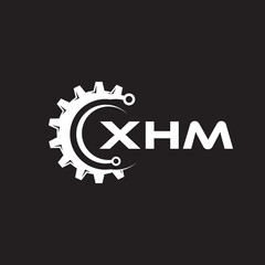 XHM letter technology logo design on black background. XHM creative initials letter IT logo concept. XHM setting shape design.
