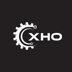 XHO letter technology logo design on black background. XHO creative initials letter IT logo concept. XHO setting shape design.
