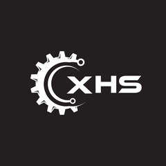 XHS letter technology logo design on black background. XHS creative initials letter IT logo concept. XHS setting shape design.

