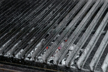 coal and charcoal. close up of a burning fire.