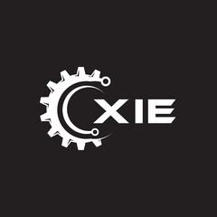 Obraz premium XIE letter technology logo design on black background. XIE creative initials letter IT logo concept. XIE setting shape design. 