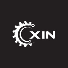 XIN letter technology logo design on black background. XIN creative initials letter IT logo concept. XIN setting shape design.
