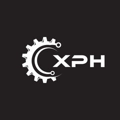 Obraz premium XPH letter technology logo design on black background. XPH creative initials letter IT logo concept. XPH setting shape design. 