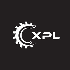 XPL letter technology logo design on black background. XPL creative initials letter IT logo concept. XPL setting shape design.
