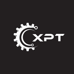 XPT letter technology logo design on black background. XPT creative initials letter IT logo concept. XPT setting shape design.

