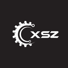 XSZ letter technology logo design on black background. XSZ creative initials letter IT logo concept. XSZ setting shape design.

