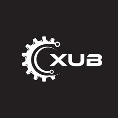 XUB letter technology logo design on black background. XUB creative initials letter IT logo concept. XUB setting shape design.
