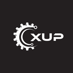 XUP letter technology logo design on black background. XUP creative initials letter IT logo concept. XUP setting shape design.

