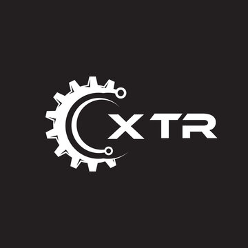XTR letter technology logo design on black background. XTR creative initials letter IT logo concept. XTR setting shape design.

