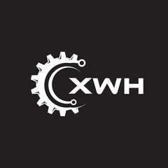 XWH letter technology logo design on black background. XWH creative initials letter IT logo concept. XWH setting shape design.
