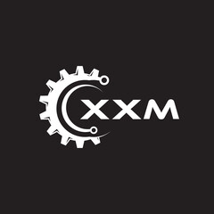 XXM letter technology logo design on black background. XXM creative initials letter IT logo concept. XXM setting shape design.
