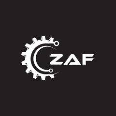 ZAF letter technology logo design on black background. ZAF creative initials letter IT logo concept. ZAF setting shape design.
