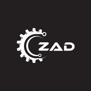 ZAD letter technology logo design on black background. ZAD creative initials letter IT logo concept. ZAD setting shape design.
