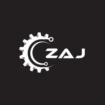 ZAJ letter technology logo design on black background. ZAJ creative initials letter IT logo concept. ZAJ setting shape design.
