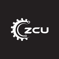 ZCU letter technology logo design on black background. ZCU creative initials letter IT logo concept. ZCU setting shape design.
