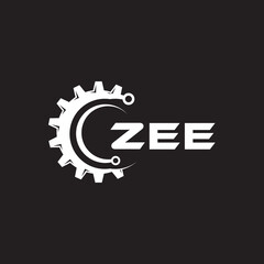 ZEE letter technology logo design on black background. ZEE creative initials letter IT logo concept. ZEE setting shape design.

