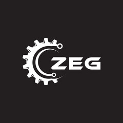 ZEG letter technology logo design on black background. ZEG creative initials letter IT logo concept. ZEG setting shape design.
