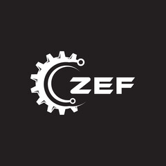ZEF letter technology logo design on black background. ZEF creative initials letter IT logo concept. ZEF setting shape design.
