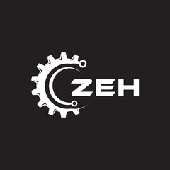 ZEH letter technology logo design on black background. ZEH creative initials letter IT logo concept. ZEH setting shape design.

