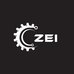 ZEI letter technology logo design on black background. ZEI creative initials letter IT logo concept. ZEI setting shape design.
