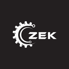 ZEK letter technology logo design on black background. ZEK creative initials letter IT logo concept. ZEK setting shape design.
