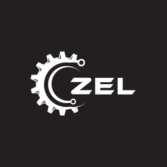 ZEL letter technology logo design on black background. ZEL creative initials letter IT logo concept. ZEL setting shape design.
