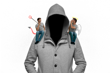 Mann ohne Gesicht - mit Engelchen und Teufelchen