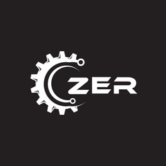 ZER letter technology logo design on black background. ZER creative initials letter IT logo concept. ZER setting shape design.
