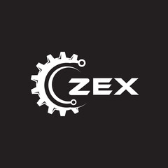 ZEX letter technology logo design on black background. ZEX creative initials letter IT logo concept. ZEX setting shape design.
