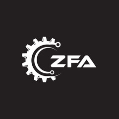 ZFA letter technology logo design on black background. ZFA creative initials letter IT logo concept. ZFA setting shape design.

