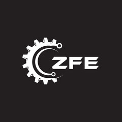 ZFE letter technology logo design on black background. ZFE creative initials letter IT logo concept. ZFE setting shape design.
